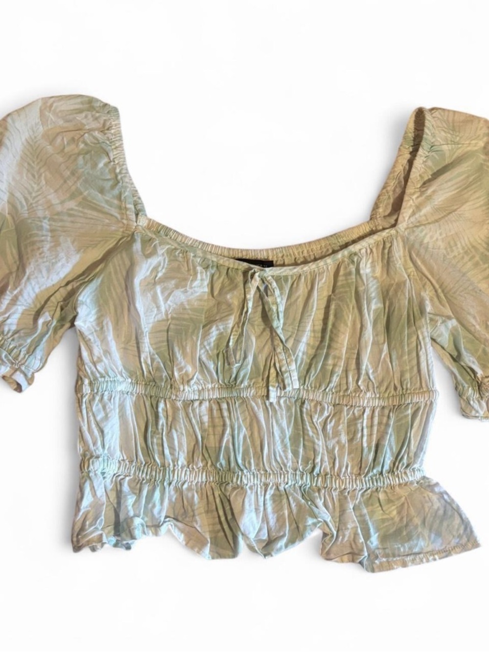 Smocked Peasant Top in Sage Green